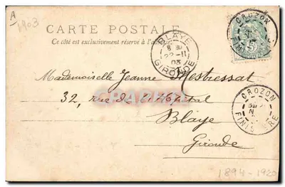 O "DESCARTES" Cruizer de 2ª classe — A. Bougault, fot. Toulon-sur-Mer, n° 522 — Verso