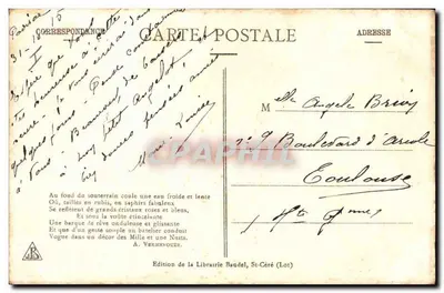 Padirac (Lot) - O Lago da Ploie — Edição da Livraria Baudel, St-Céré (Lot) — Verso