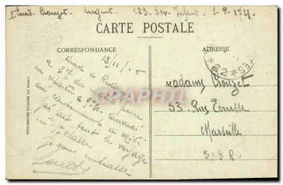 Revigny (Mense) — Rue de la Gare após o bombardeio — A. Humbert, foto-editora, St-Dizier — Verso