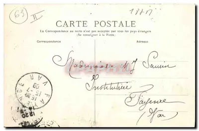 Aurillac — Declaración de Amor — Tipos de Auvergne 2617 — Reverso
