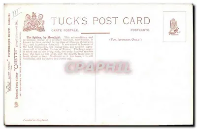 O Esfinge do Egito — sob a luz da lua — edição Tuck's Post Card, série XL — Verso