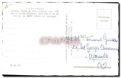 Castelo feudal de Val — lado sul, lago do barragem de Bort — G.d'O. — Br-Cp 558 — Verso