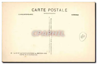Salida de la Catedral — Carcassonne en la Edad Media — Ediciones D'Art "JORDY" — Reverso