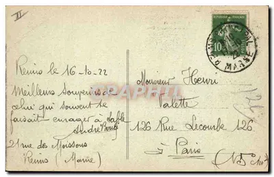 ランスの遺跡 — ドイツ軍の撤退後 — 発行者 Thuilbier, Épernay — 裏面