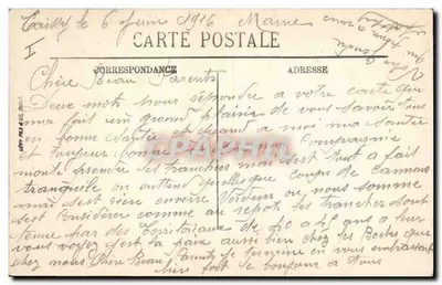 Reims — Casa del Doctor Charmery, esquina Rue Thiers y Rue de la Renfermerie — bombardeada — Edición Jaouien — Reverso