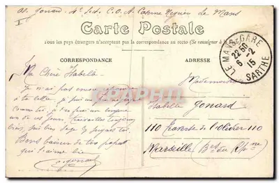 De Brug van Choisy-au-Bac — Moeilijkheden na de Europese Oorlog 1914 — imp. en Edit. J. Douveret te Le Mûns — Achterkant