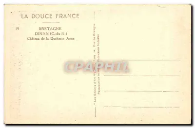 Zamek Duchyni Anny — Dinan (C.-du-N.) — Les Éditions d'Art VV. D'Anjou, Paris — Rewers