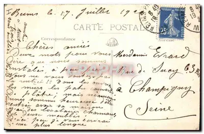 Reims em ruínas — Praça do Hotel de Ville e Rue de la Prison — editor LB — Verso