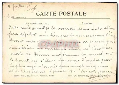 Hébuterne (P.-de-C.) — La Chiesa del 5 Marzo 1915 — Timbrata a Parigi N° 109 — Verso