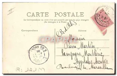 A Bourrée de Aubergne — cena de aldeia — M. Licardies, café e vinhos, 1899 — Verso