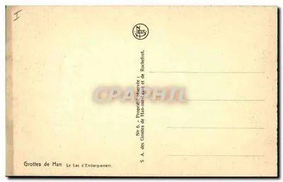 Grotas de Han — Lago de Embarque — S.A. das Grotas de Han-sur-Lesse e de Rochefort, No 6 — Verso