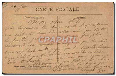 Petit-Sains (P.-de-C.) — Casa bombardeada durante a Guerra 1914-1915 — Huret, editor — Verso