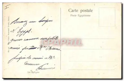 Tarjeta postal antigua Egipto Sphynx de Egipto — Reverso