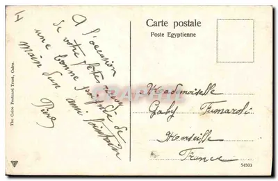 O Esfinge — Egito — The Cairo Postcard Trust, n° 54503 — Verso