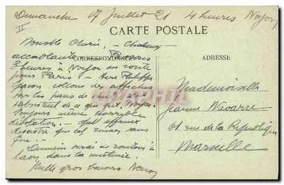 Noyon (Oise) — Ruínas e Catedral — Vista tirada da Prefeitura em 1919 — Verso