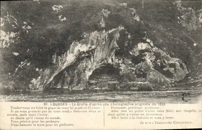 Lourdes - A Grotta com base em uma fotografia original de 1858
