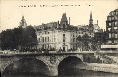 Paris — O Ponte St-Michel e o Palácio de Justiça — Edição Artística C. M.