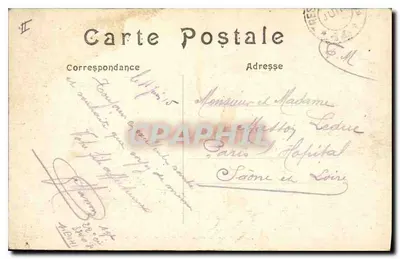 W Alzacji – Strzelec konny przed domem zniszczonym przez niemiecki obus w Belfort-le-Bas – J. B. Schmitt i syn, wyd. w Belfort — Rewers