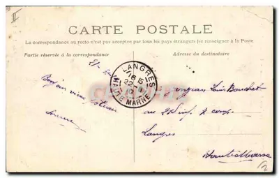 Cartolina d'epoca Palazzo di Giustizia La Tour Maubergeon Poitiers — Verso