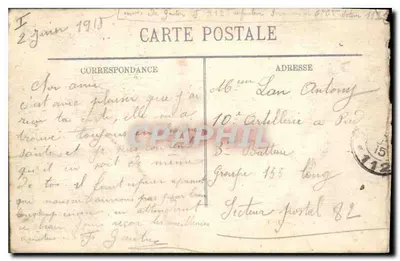 Tarjeta postal antigua Militaria El crimen de Reims Casa incendiada y bombardeada por los alemanes — Reverso