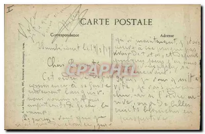 Batalla de la Marna — Favresse — Casa destrozada por una granada — A. Gauttier, Editor - Saint-Dizier — Reverso
