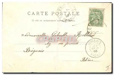 Bilhete postal antigo La Balme Entrada das Grutas — Verso