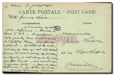 HAM em ruínas — Rue du Général Foy e Notre-Dame — La Barre, n°3094 — Verso