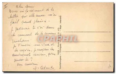 A Auvergne — Cena de aldeia com casal em traje tradicional — G. d'O. (n° 1223) — Verso