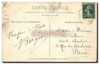 Tipo do velho camponês barbado da Alta Loire — "Le Velay Illustré" n°313 — Cliché M. B. Rep. int. — Verso