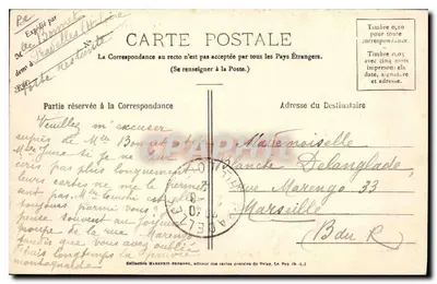 Una joven pareja de montañeses de la Haute-Loire que se dirige a caballo a la feria de Todos los Santos, en Le Puy — "LE VELAY ILLUSTRÉ" n° 312 — Reverso