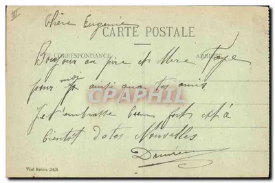 Reims w latach bombardowań 1914-15-16-17 — Pałac Sądowy — Zbiór G. Dubois, Reims — Rewers