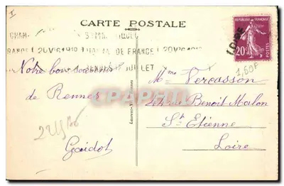 Stare Parlamont Bretanii — Pałac Sądowy — Rennes — Zabytek — wydawca Loïc, n° 4506 — Rewers