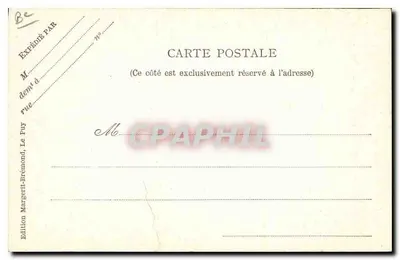 Environ du Puy — La coiffure vellave « chapeau à l'ombre » — Cliché M. B., repr. interdite — Verso