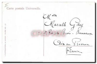 Pirâmide de Quéfren — Egito — editada por Lichtenstern & Harari, Cairo, n° 22 — Verso