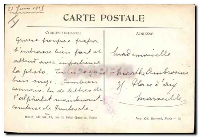 Marquivillers (Ecmme) — L'Église détruite — Imp. Ch. Bernard, Paris — Verso