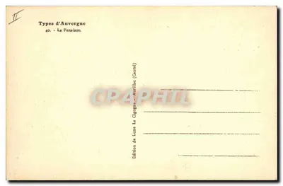 A Fenaison — Tipos da Auvergne — Edição de La Cigogne (Cantal) — Verso