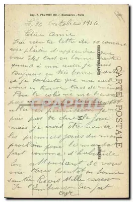 Em CHAMPAGNE — A Fazenda Destruída na ESPÉRANCE após o bombardeio — Visé Paris 8 bis — Verso