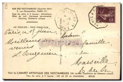 Bar dos Noctambulistas — A Bourrée — Pintura de G. Leroux, Gd Prix de Rome — Verso