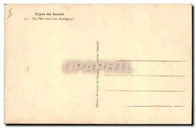 Um Pastor nas Montanhas — Types do Cantal, n°27 — Edição de Luxo La Girogue (Cantal) — Verso