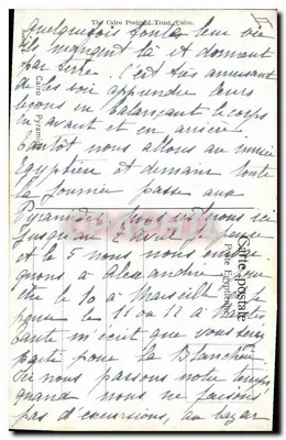 As Pirâmides do Egito — vista pintada — The Cairo Postcard Trust / Cairo — Verso
