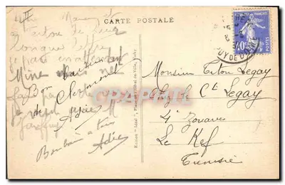 Tipos de Auvergne — Jovem Casal de Camponeses — Edição «Idéal» da Cidade de Vichy, n° 141 — Verso