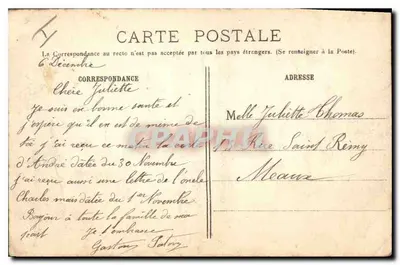 Albert (Somme) — Pátio da Prefeitura após a guerra — L’M, Paris — Verso