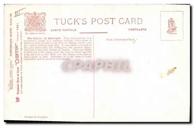 Sfinks pod światłem księżyca — Tuck's Post Card, seria XI — Rewers