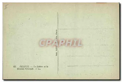 Egito — O Esfinge e a Grande Pirâmide — LL. — Verso