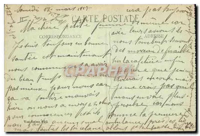 Reims nos anos de bombardeios 1914-15-16-17 — A Moinha da Houssée — Coleção G. Orhols, Reims — Verso