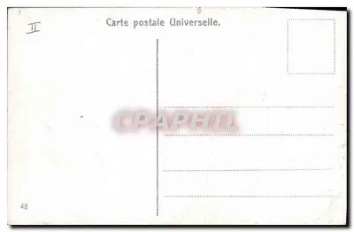 Pirâmides — vista com palmeiras e barco — Carte Postale Universelle n°43 — Verso