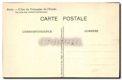 Parijs — Het Triomfboog van de Étoile — Uitgever E. Baugélot & Cie, Parijs — Achterkant