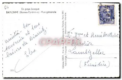 Bayonne (Basses-Pyrénées) — Vista generale — Edizioni CREFF — Verso