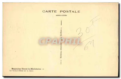 Bagnoles-Tessé-la-Madeleine — O Grand-Hôtel e a Estação — Edição Grillon — Verso