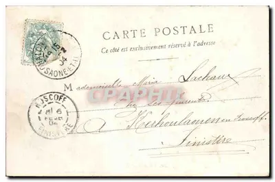 Kasteel van Pierre — uitzicht op het kasteel met kanaal en brug — Collectie van de Kastelen van Bourgondië, Fototipie Bourgeois Frères, Chalon s/S. — Achterkant